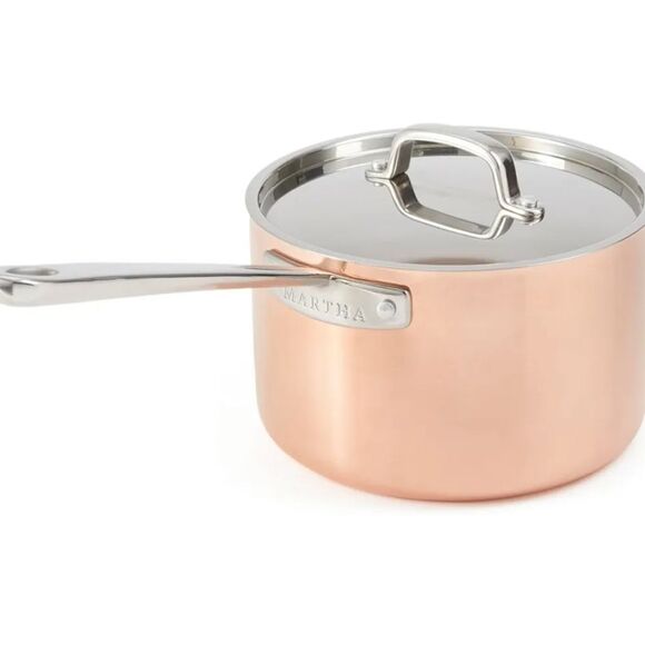 Martha By Martha Stewart 4QT Stainless Steel Copper Saucepan w/Lid - Picture 1 of 14